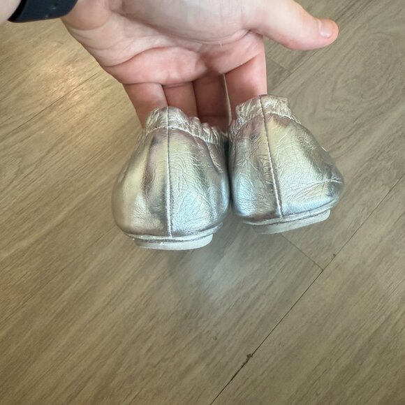 Tory Burch Reva Ballet Flats Metallic Silver Leather Women’s Size 8.5 - Picture 5 of 7